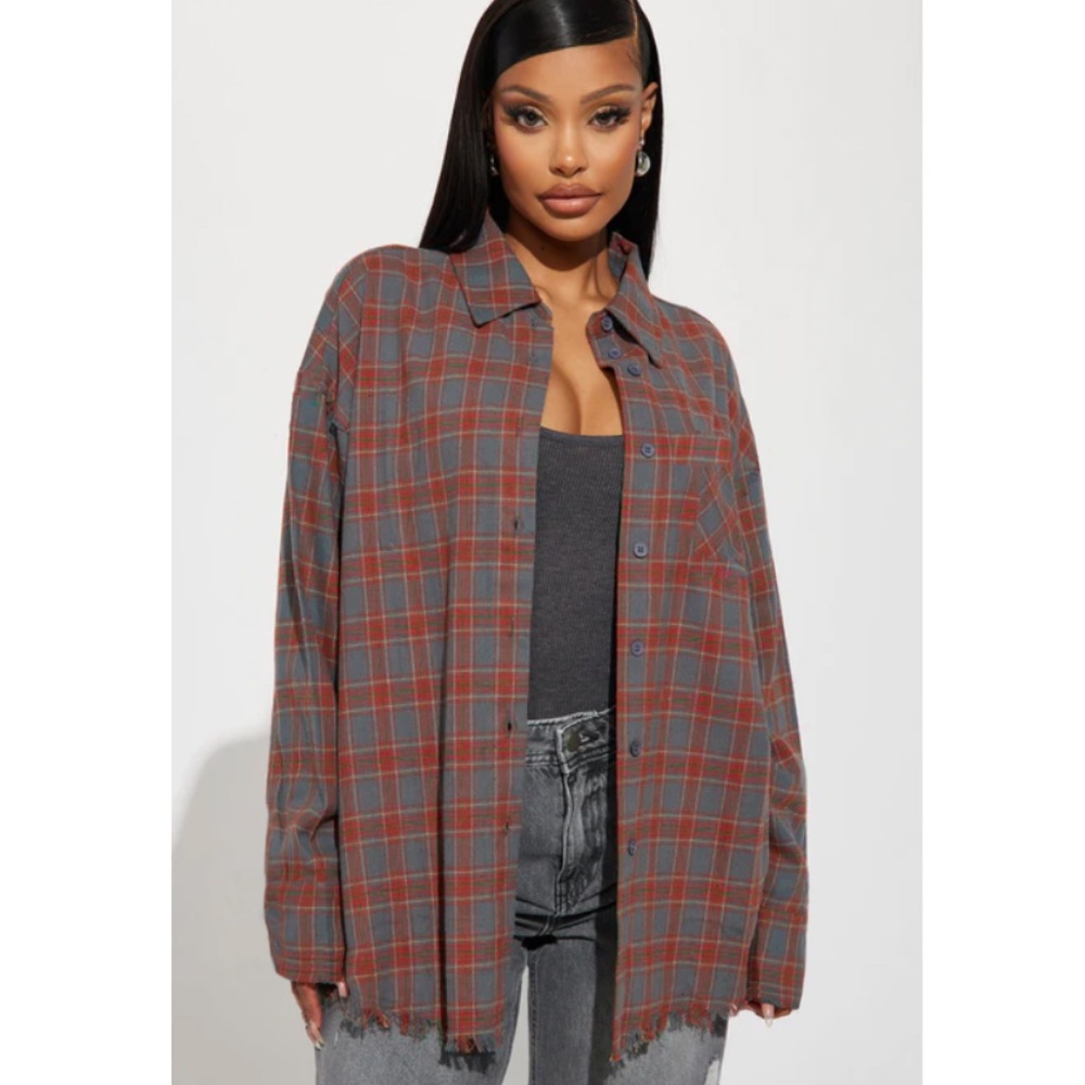 Leave Me Alone Oversized Shirt - Taupe/combo